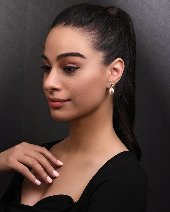 Pearl, Diamond and Emerald earrings